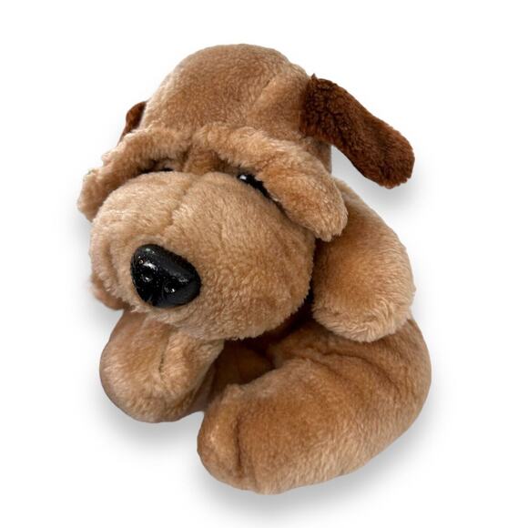 Vintage Plush Puppy Raffoler Dog Stuffed Animal Droopy Brown Wrinkle 86 Shar Pei - Picture 11 of 11